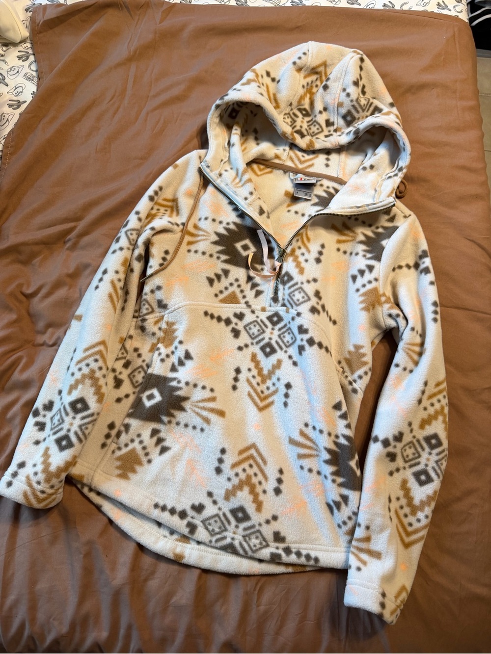 Avalanche Aztec Fleece Hoodie - Cream, Brown & Gray